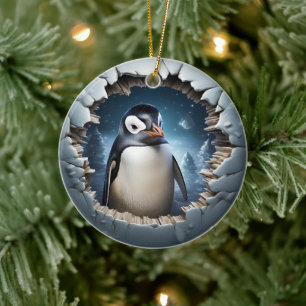 3D Weihnachtspenguin Keramik Ornament