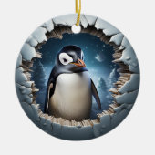 3D Weihnachtspenguin Keramik Ornament (Vorne)