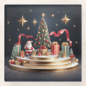 3D Weihnachtspool mit Weihnachtsbaum und Weihnacht Glasuntersetzer (Vorderseite)