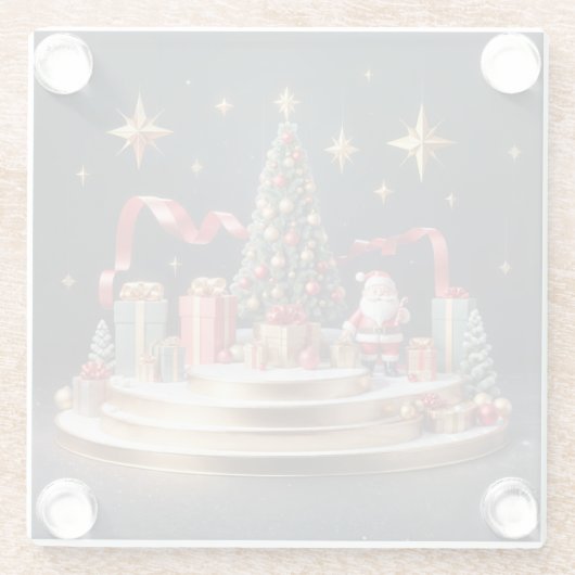 3D Weihnachtspool mit Weihnachtsbaum und Weihnacht Glasuntersetzer (Rückseite)