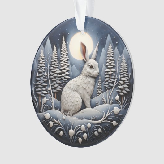 3D-Weihnachtsschmuck Niedliches Weiße Kaninchen Ornament (Vorderseite)