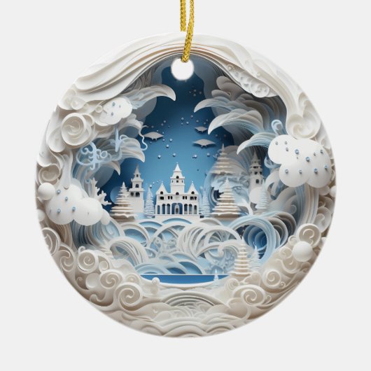 3D Weihnachtswunder Wonderland Keramik Ornament (Vorne)
