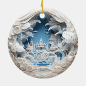 3D Weihnachtswunder Wonderland Keramik Ornament (Hinten)