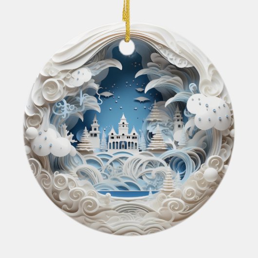 3D Weihnachtswunder Wonderland Keramik Ornament (Hinten)