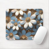 3D Weiß und Gold Daisy Mousepad (Mit Mouse)