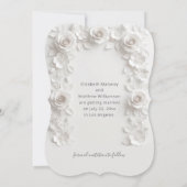 3D Weiße Rosen Save The Date Karte (Rückseite)