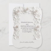 3D Weiße Rosen Save The Date Karte (Rückseite)