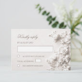 3D Weiße Rosen Wildblumen Hochzeit RSVP Karte (Stehend Vorderseite)