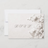 3D Weiße Rosen Wildblumen Hochzeit RSVP Karte (Rückseite)