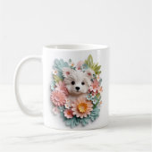3D-Welpe aus weißem Pastell Kaffeetasse (Links)