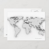 3D-Weltkarte, computergeneriertes Bild Postkarte (Vorne/Hinten)