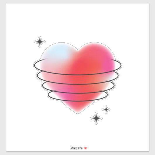 3d Weltraum trifft valentinische Liebe Aufkleber (Blatt)