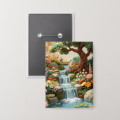 3D Whimsical Forest Wasserfall-Kunstkarte – Bunt  Button (Vorderseite/Rückseite)