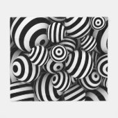3D White Balls Black Lines Fleecedecke (Vorderseite (Horizontal))