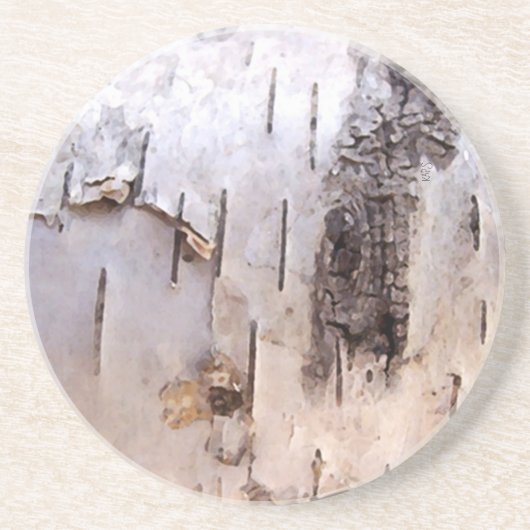 3D White Birch Bark Untersetzer (Vorne)