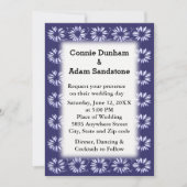 3D White Daisies Muster Lapis Blue Wedding Einladu Einladung (Vorderseite)