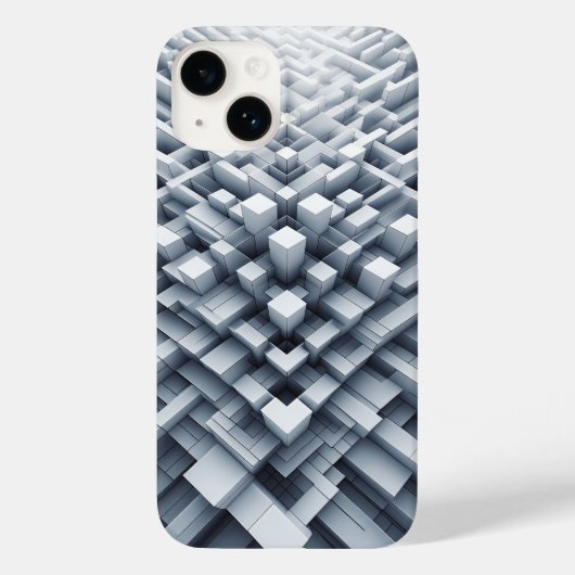 3D White Geometric Block Phone Case Abstract Cube (Rückseite)
