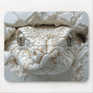 3D White King Cobra Snake Portrait Mouse Pad Mousepad