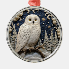 3D White Owl Woodland Animal Chirstmas Ornament Aus Metall