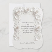 3D White Roses Save The Date Card (Rückseite)