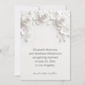 3D White Roses Save The Date Card (Rückseite)