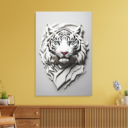 3D White Tiger Art Leinwanddruck (Insitu (Wohnzimmer))