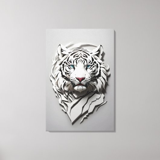 3D White Tiger Art Leinwanddruck (Vorderseite)