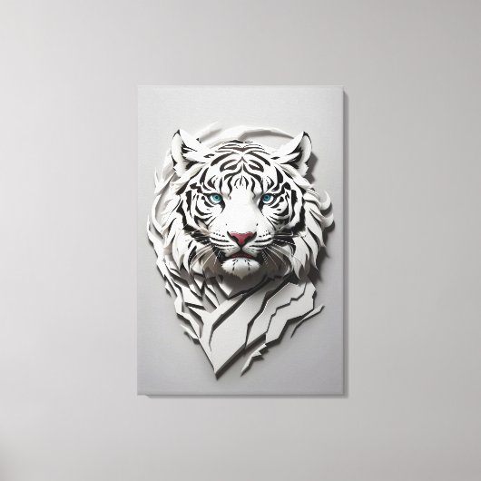 3D White Tiger Art Leinwanddruck (Vorderseite)