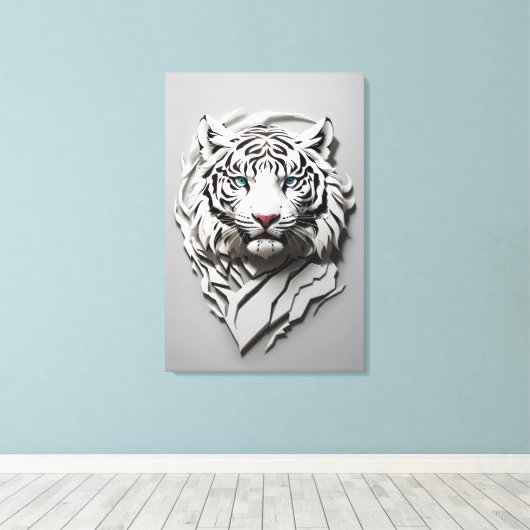 3D White Tiger Art Leinwanddruck (Insitu (Holzboden))