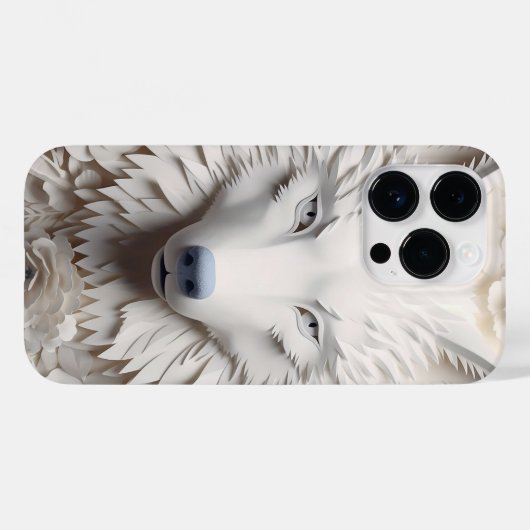 3D White Wolf Face Case-Mate iPhone Hülle (Rückseite (Horizontal))