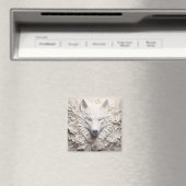 3D White Wolf Face Magnet (In Situ (Geschirrspüler))