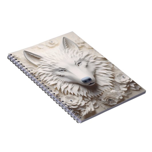 3D White Wolf Face Notizblock (Rechte Seite)