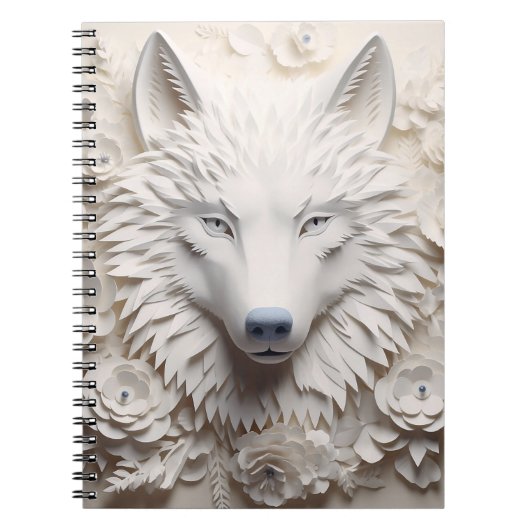 3D White Wolf Face Notizblock (Vorderseite)