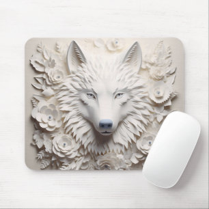 3D White Wolf Mousepad