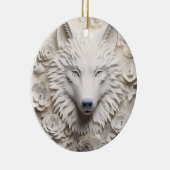 3D White Wolf Weihnachten Keramik Ornament (Rechts)