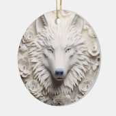3D White Wolf Weihnachten Keramik Ornament (Links)