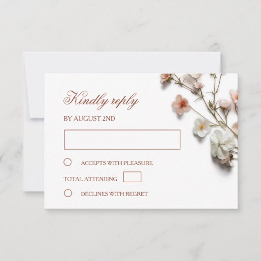 3D-Wildblumen-Hochzeit RSVP Karte (Vorderseite)