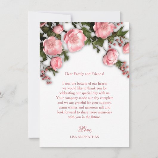 3D Wildflowers Roses Dankeskarte (Rückseite)