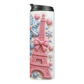 3D Winter Frankreich Eiffelturm Macarons Puffy Thermosbecher (Nach rechts gedreht)