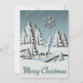 3D Winter Scene Weihnachtskarte mit Rentier Feiertagskarte