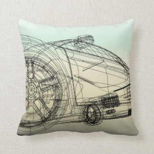 3D Wireframe Sport-Auto Kissen
