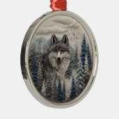 3D Wolf Woodland Chirstmas Tier Ornament Aus Metall (Rechts)