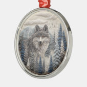 3D Wolf Woodland Chirstmas Tier Ornament Aus Metall (Links)