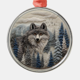 3D Wolf Woodland Chirstmas Tier Ornament Aus Metall
