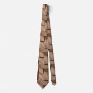 3D Wooden Block Pattern with Light Brown Krawatte