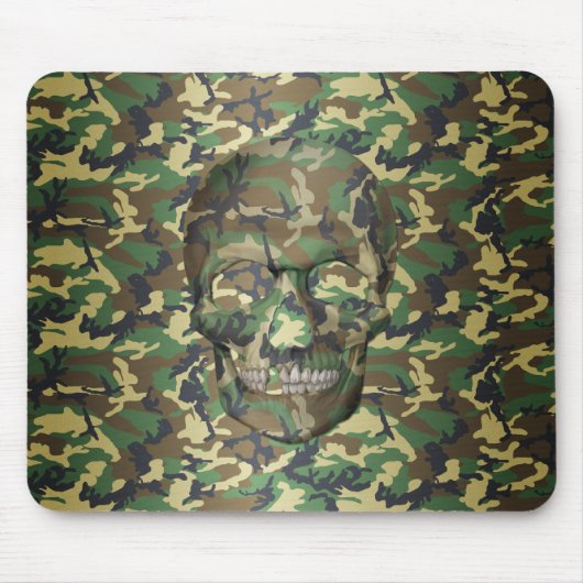 3D Woodland Camouflage Skull Mousepad (Vorne)