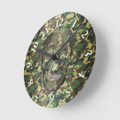 3D Woodland Camouflage Skull Runde Wanduhr (Winkel)