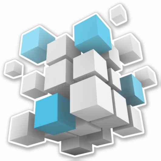 3D-Würfel von SlipperyJoe Aufkleber (Vorderseite)