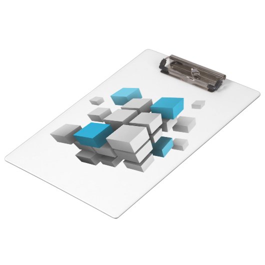 3D-Würfel von SlipperyJoe Klemmbrett (Schrägansicht)