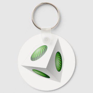 3D-Würfeldesign mit grüner Kugel Schlüsselanhänger